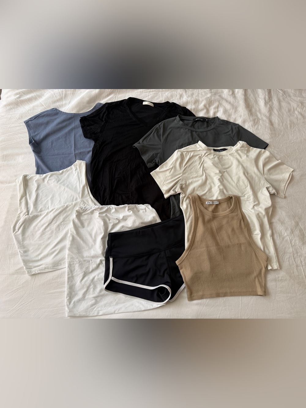 Everyday T-Shirt, Tank, Set, Shorts Bundle in Black, White, Gray, and Tan